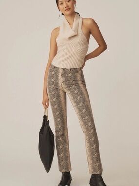 Mother Women’s The Hustler Flood Boa Babe Snake-print Jeans Size 24 NWT